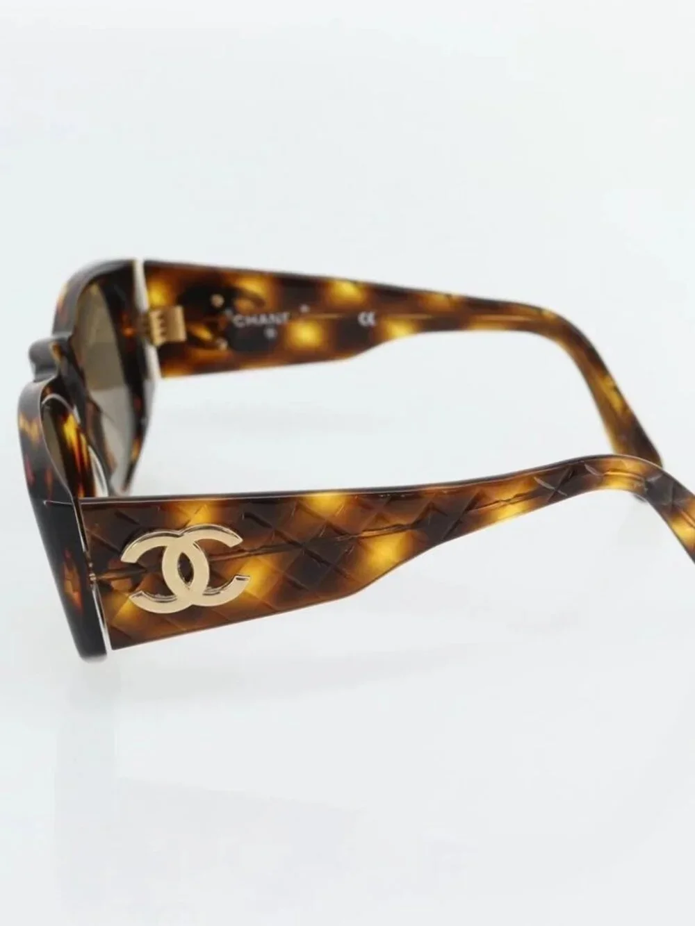 CHANEL Matelasse Sunglasses plastic Brown CC Auth 181242